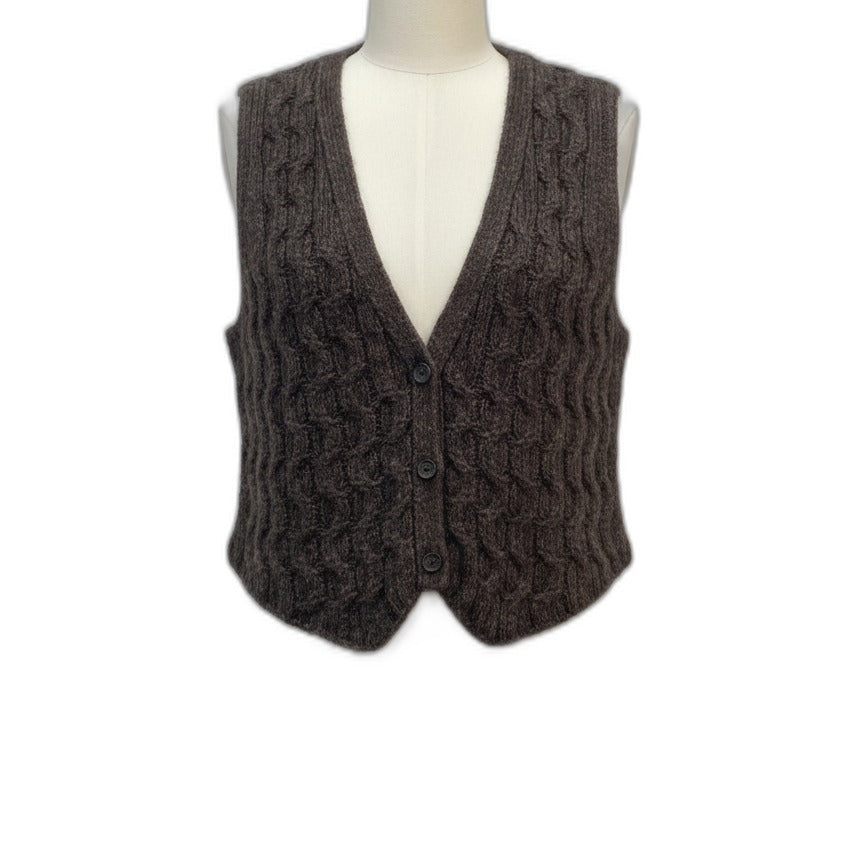 J. Jill · Cableknit vest · XLarge · Moss
