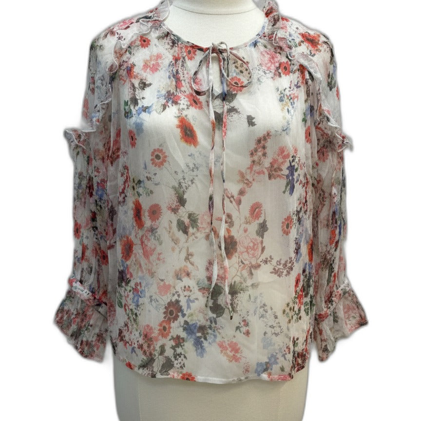 HD in Paris · 2 PC Set- Longsleeve Blouse w/ Camisole · XSmallP · White Floral