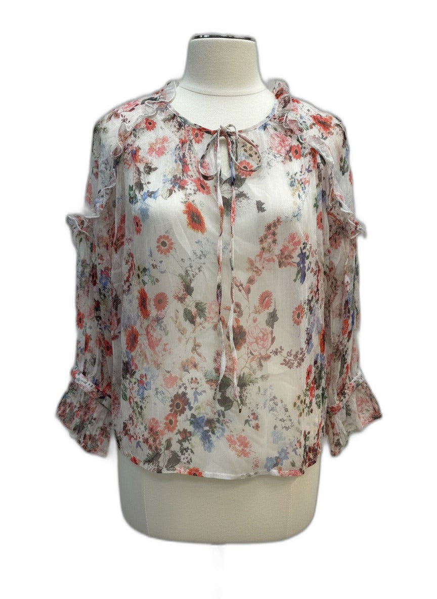HD in Paris · 2 PC Set- Longsleeve Blouse w/ Camisole · XSmallP · White Floral