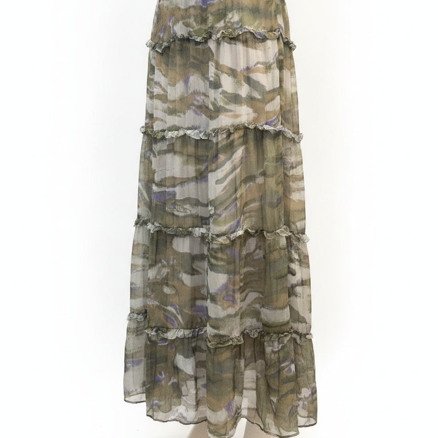 Sundance · Maxi skirt · Medium · Green/Brown/Purple Abstract
