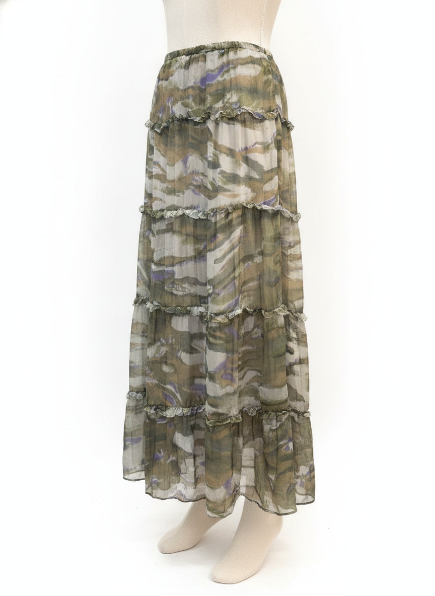 Sundance · Maxi skirt · Medium · Green/Brown/Purple Abstract