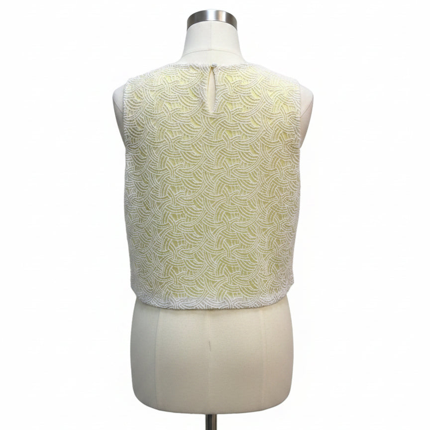 Blue Tassel · Sleeveless Cropped Top · Small · White/Yellow