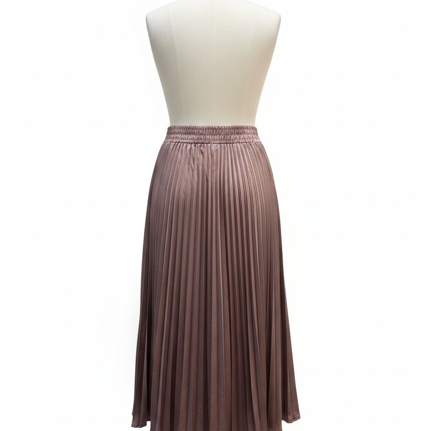 Anthropologie · Blue Tassel Pleated Satin Skirt · XSmall · Mauve