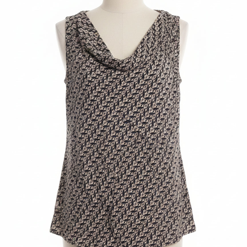 CABI · Cowl drape #829 Cat Lover Tank top · Large · Black/Beige