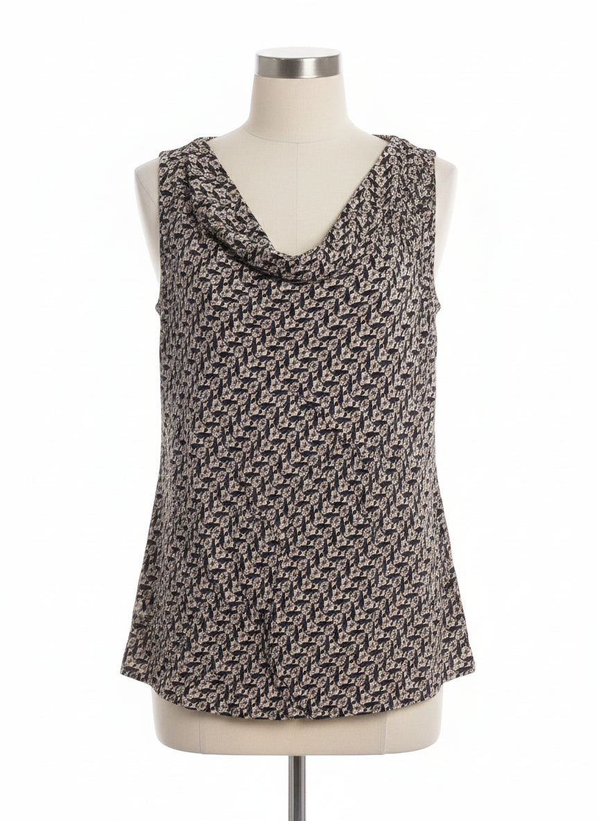 CABI · Cowl drape #829 Cat Lover Tank top · Large · Black/Beige