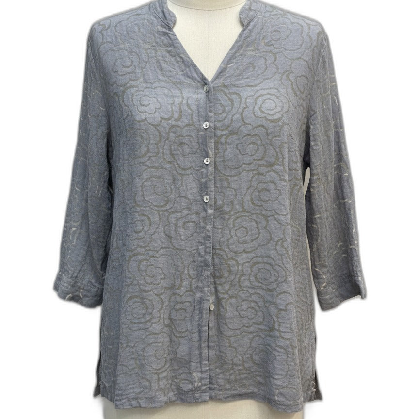 Cut Loose · 3/4 Sleeve · Small · Gray Floral Print