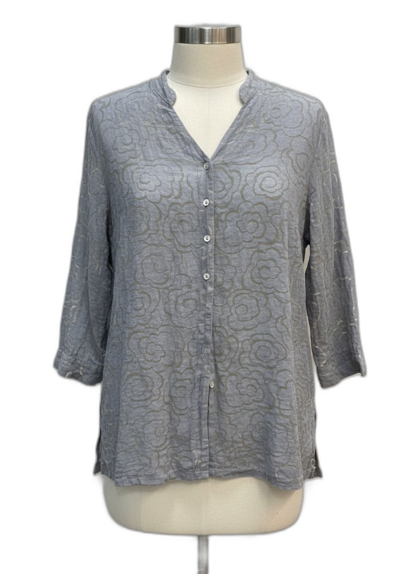 Cut Loose · 3/4 Sleeve · Small · Gray Floral Print