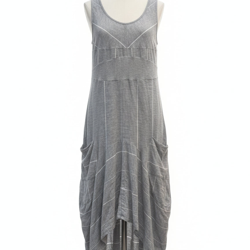 Inizio · Sleeveless Dress · XLarge · Gray/White