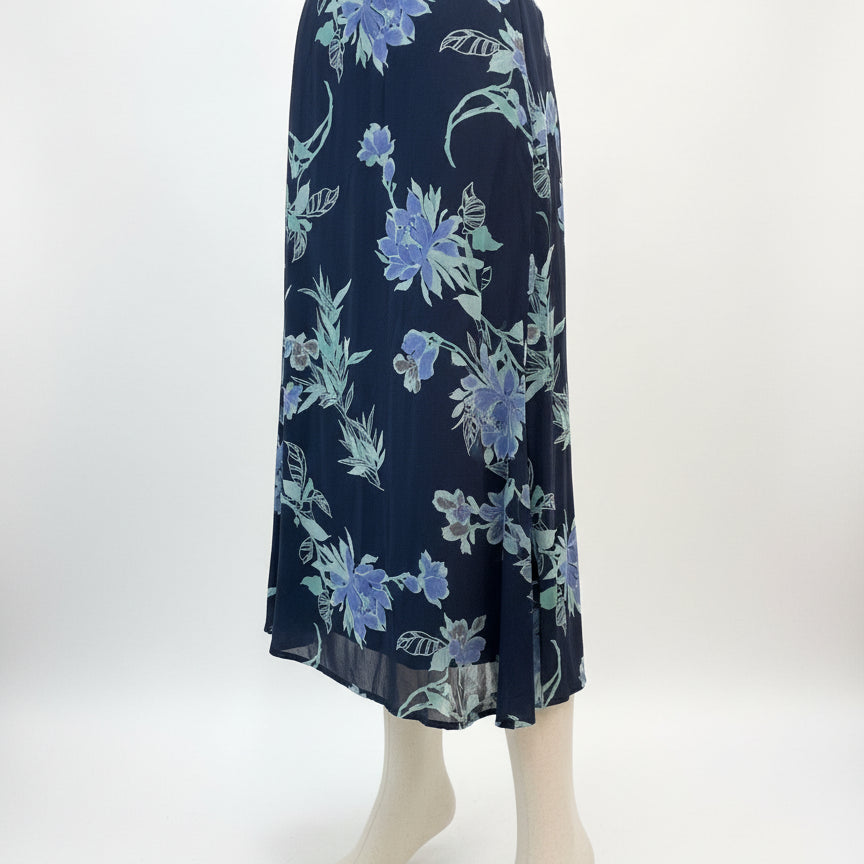 JM Collection · Maxi Sheer Floral Print · 12 · BlueFloral