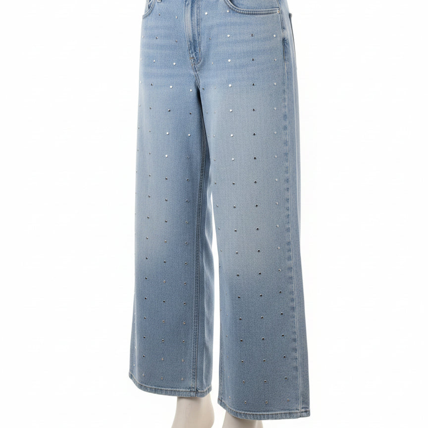 DKNY · Wide Leg Studded Jeans · 6 · Denim