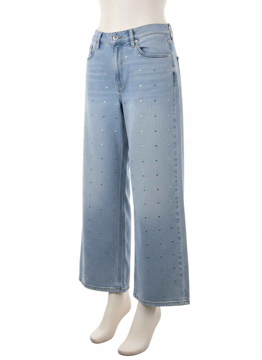 DKNY · Wide Leg Studded Jeans · 6 · Denim