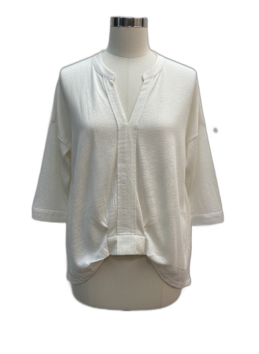Anthropologie · Blue Tassel 3/4 Sleeve Tunic Top · Large · Cream