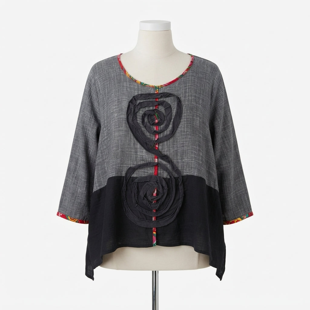 Peacock Ways · Swirl Detail · L/XL · Gray/Navy