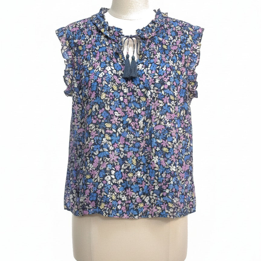 NanetteLepore · Flutter Sleeve Top · Medium · Gray Floral