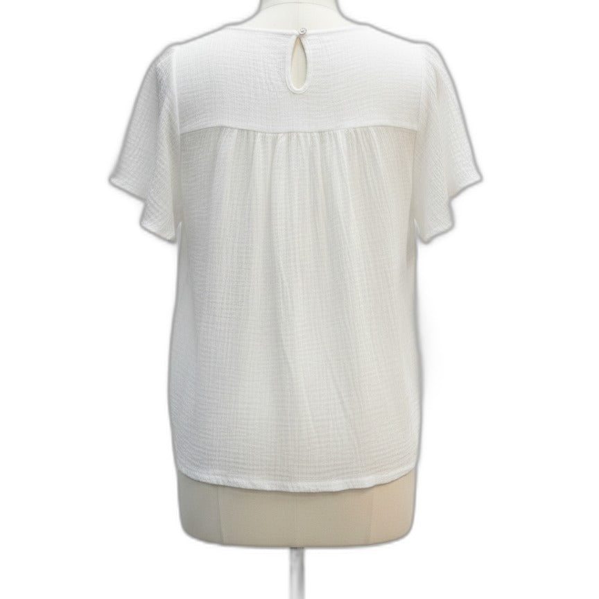 See and be Seen · Cap Sleeve Top · Large · White Multi