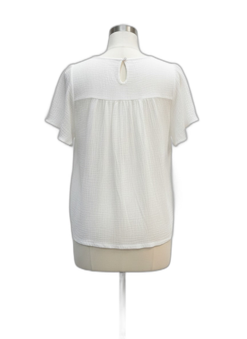 See and be Seen · Cap Sleeve Top · Large · White Multi