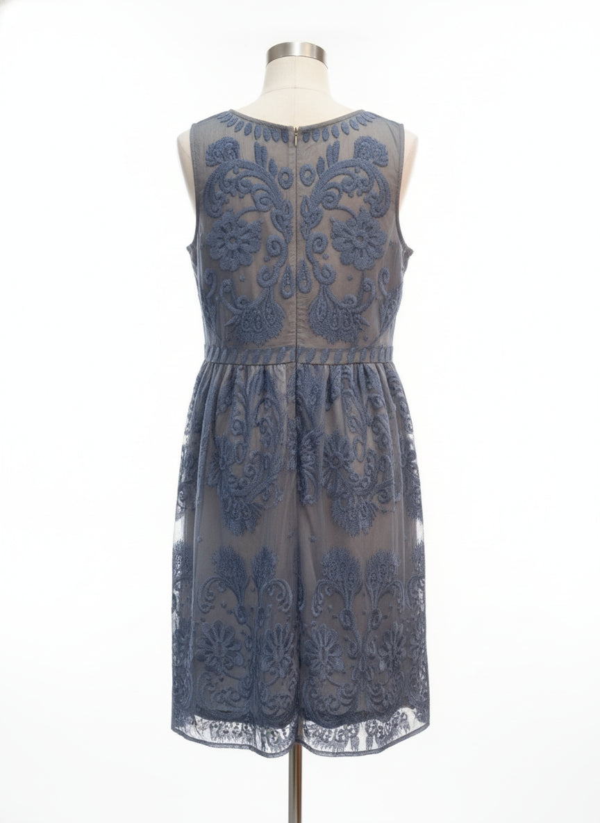 Sundance · Sleeveless Dress Blue Lace Overlay · 10 · Blue