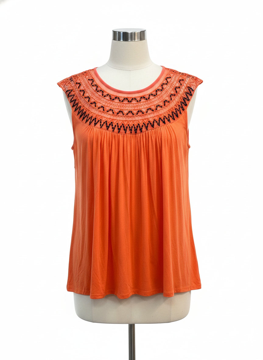 Ashley Stewart · Boho Top · 2X/3X · Coral