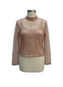 Anthropologie · Longsleeve Cropped Sheer Top w/ Pearls · Medium · PinkGold Sparkly