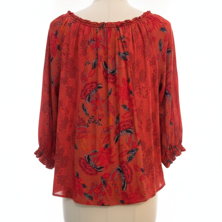 Caffe Marrakesh · Boho Chic Top · Medium · Burnt Orange