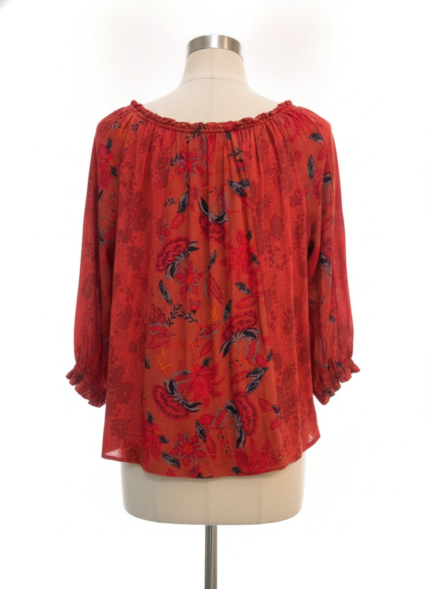 Caffe Marrakesh · Boho Chic Top · Medium · Burnt Orange