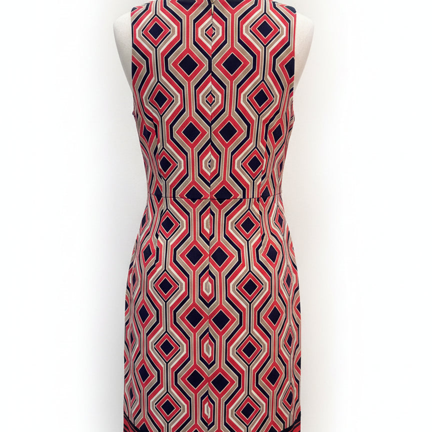 Michael Kors · Sleeveless Dress geometric design · Small · Beige, Red, Navy