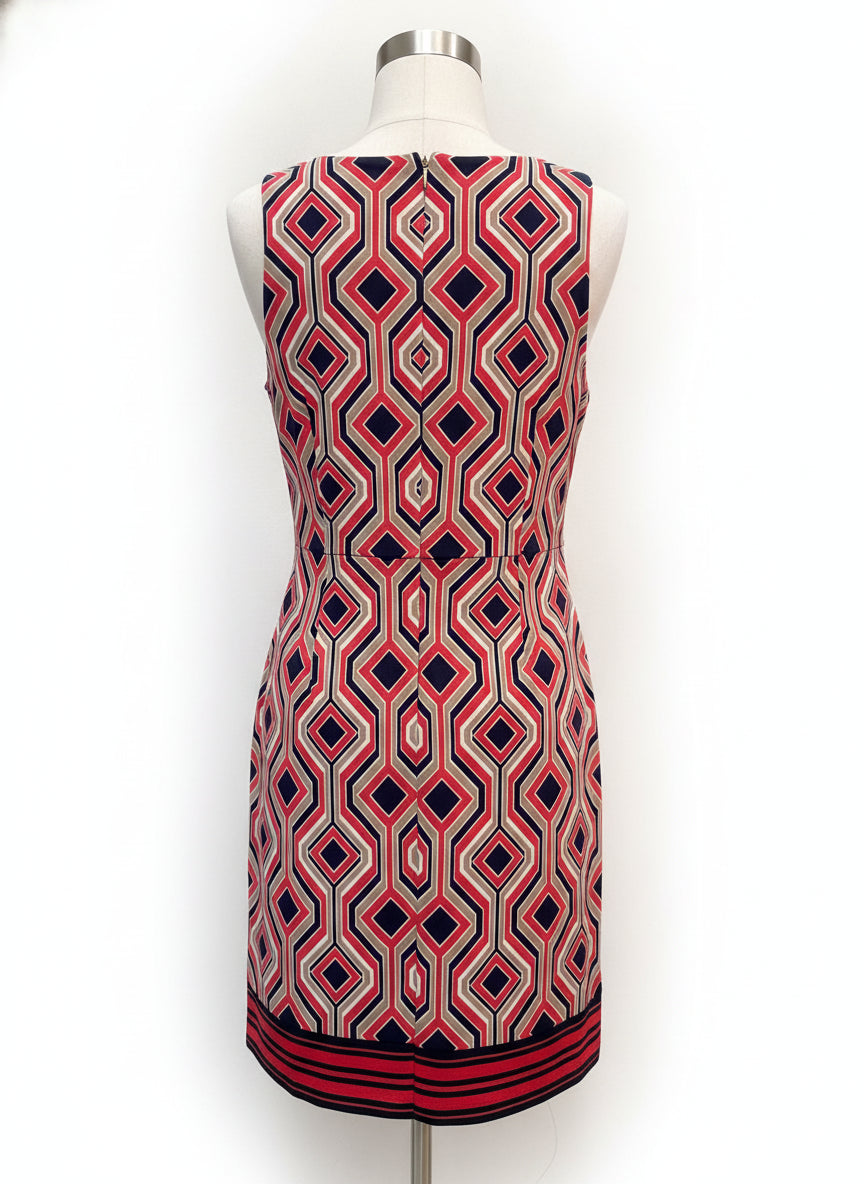 Michael Kors · Sleeveless Dress geometric design · Small · Beige, Red, Navy