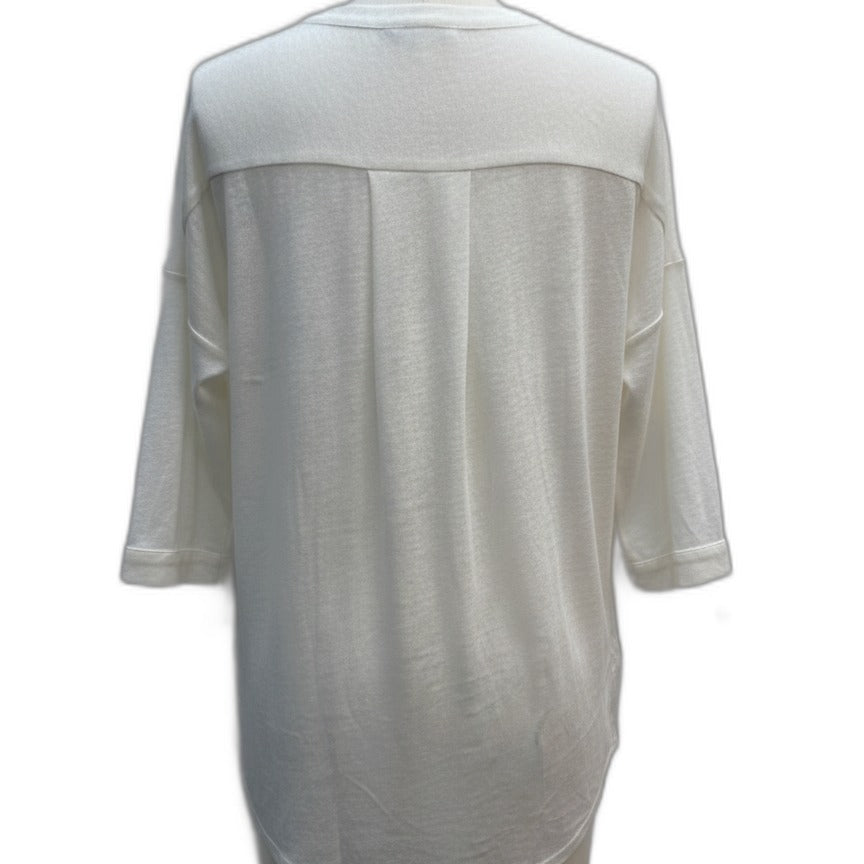Anthropologie · Blue Tassel 3/4 Sleeve Tunic Top · Large · Cream
