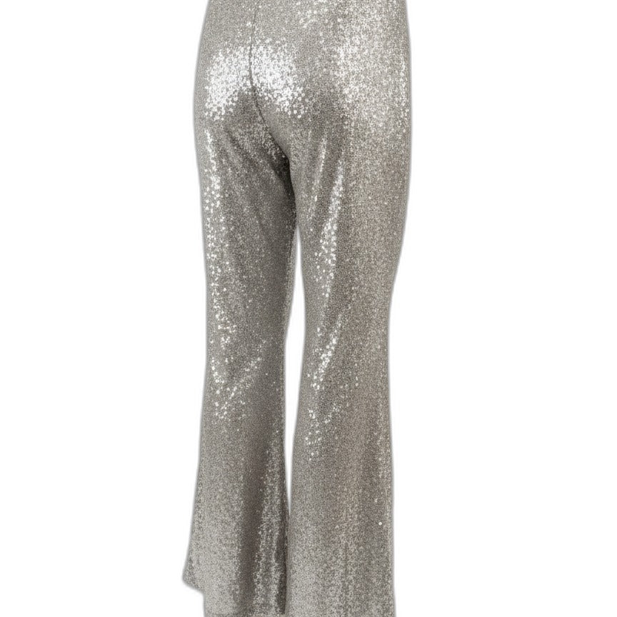 FreePeople · Bell Bottom Sequin Pants · Medium · Champagne