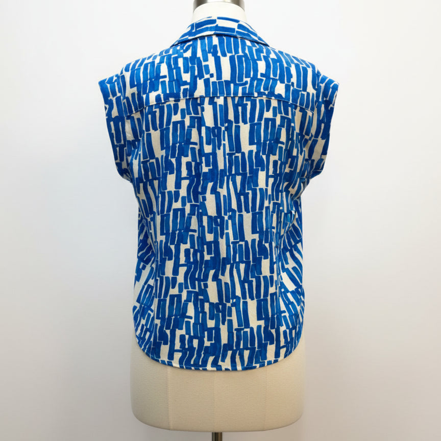 Nine West · Cap Sleeve Top · Small · Blue/White