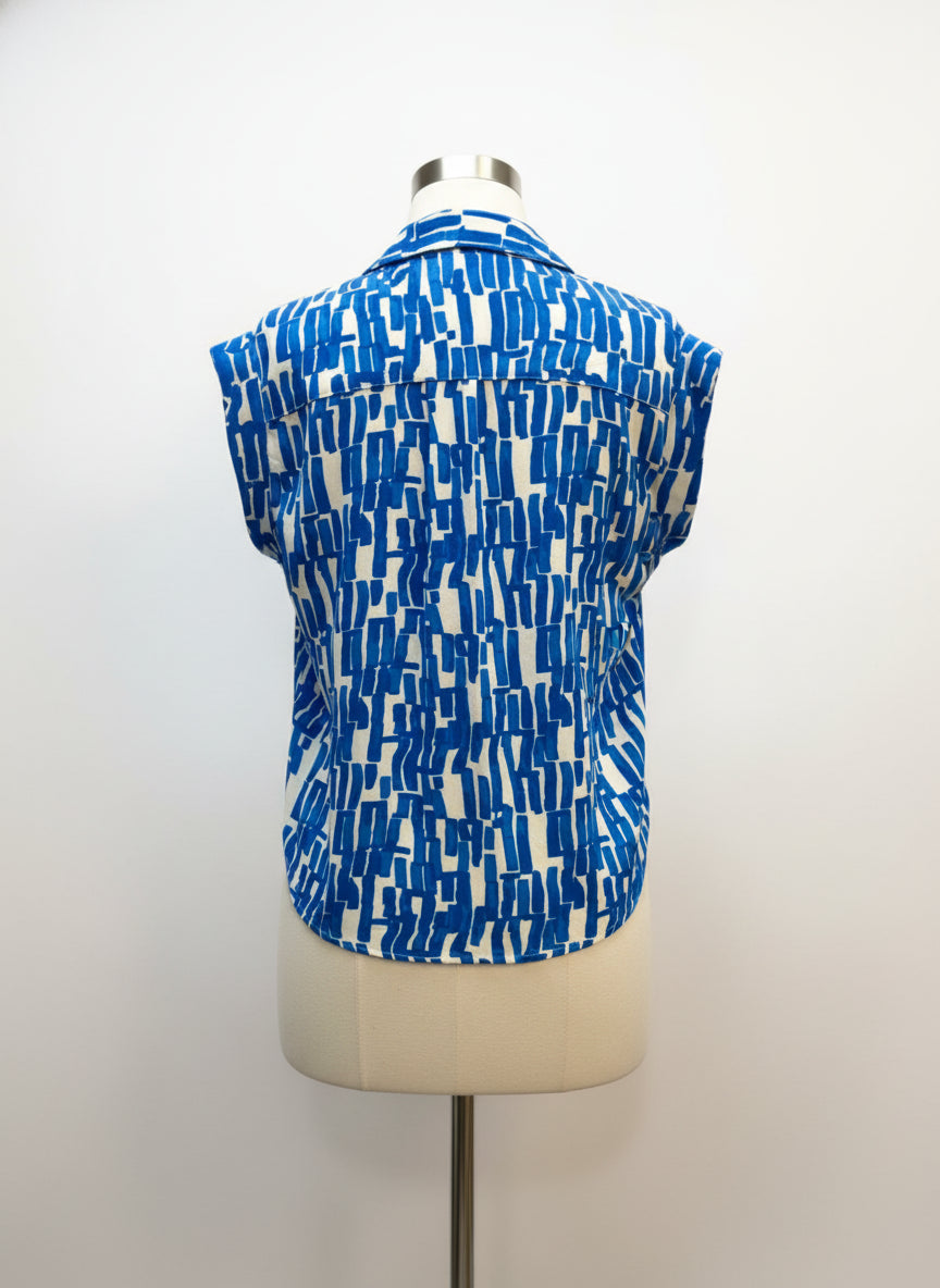 Nine West · Cap Sleeve Top · Small · Blue/White