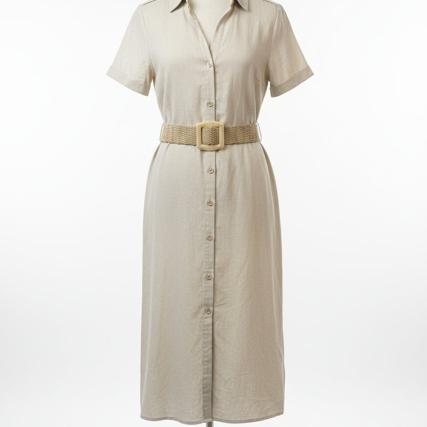 Zara · Belted Dress · Medium · Sand