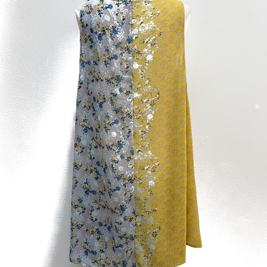 CAbi · Offsides Floral Blouse · XLarge · GrayYellow Floral Print