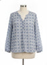 Tahari · Blouse · 1X · White and Blue