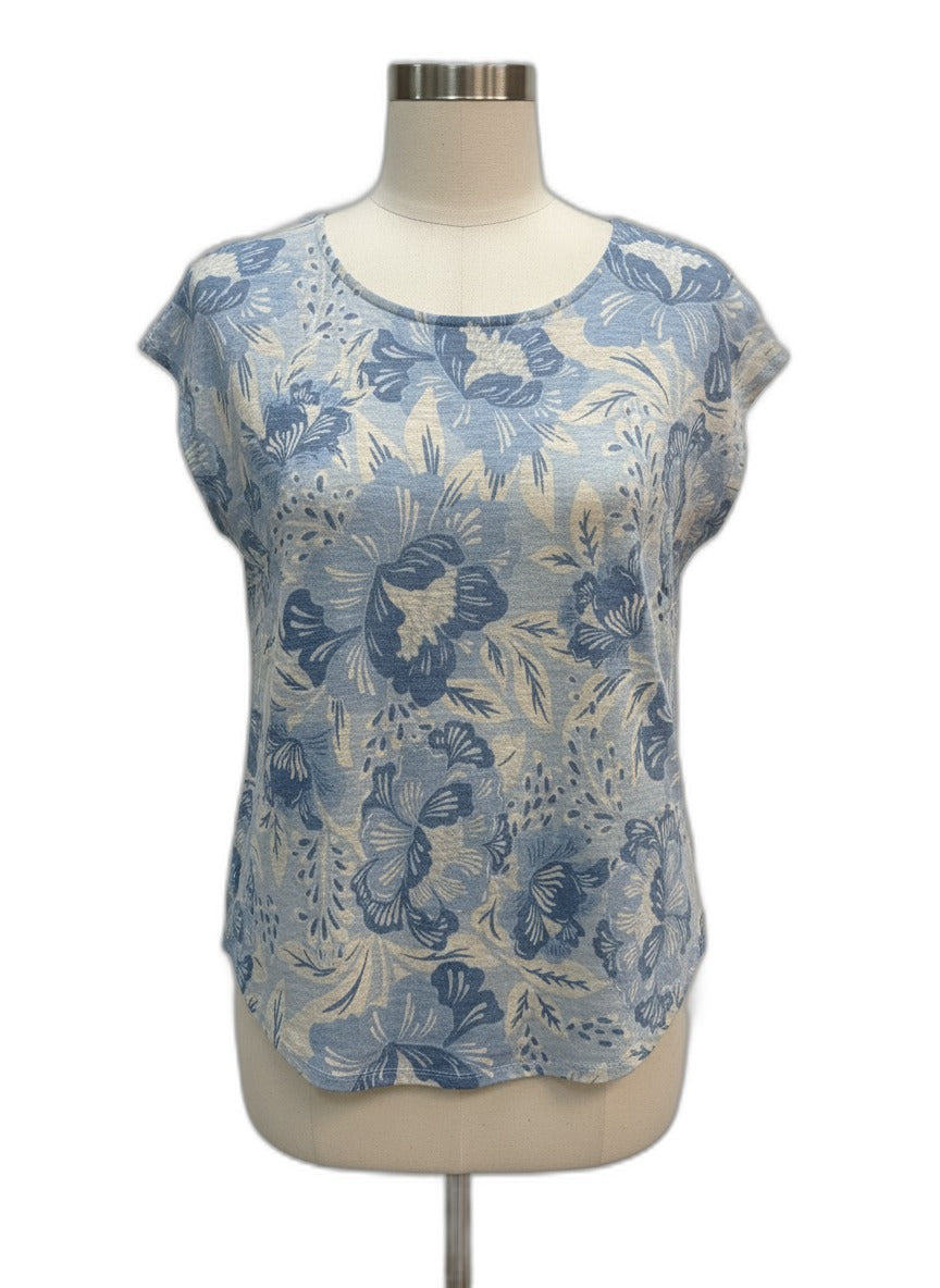 Sigrid Olsen · Cap Sleeve Top · Large · BlueWhite