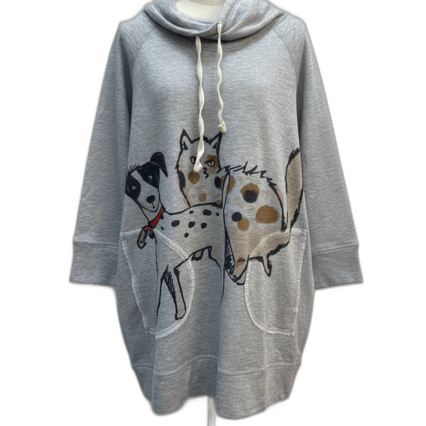 Inoah · Cat and Doggies Pattern · Large · GrayMulti