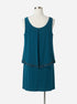 Patra · Sleeveless Dress with Beaded Square Cut Out Detail · 16W · Dark Teal