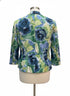 Chris&Banks · Textured Rose Print Button-Up Jacket · Large · BlueGreen