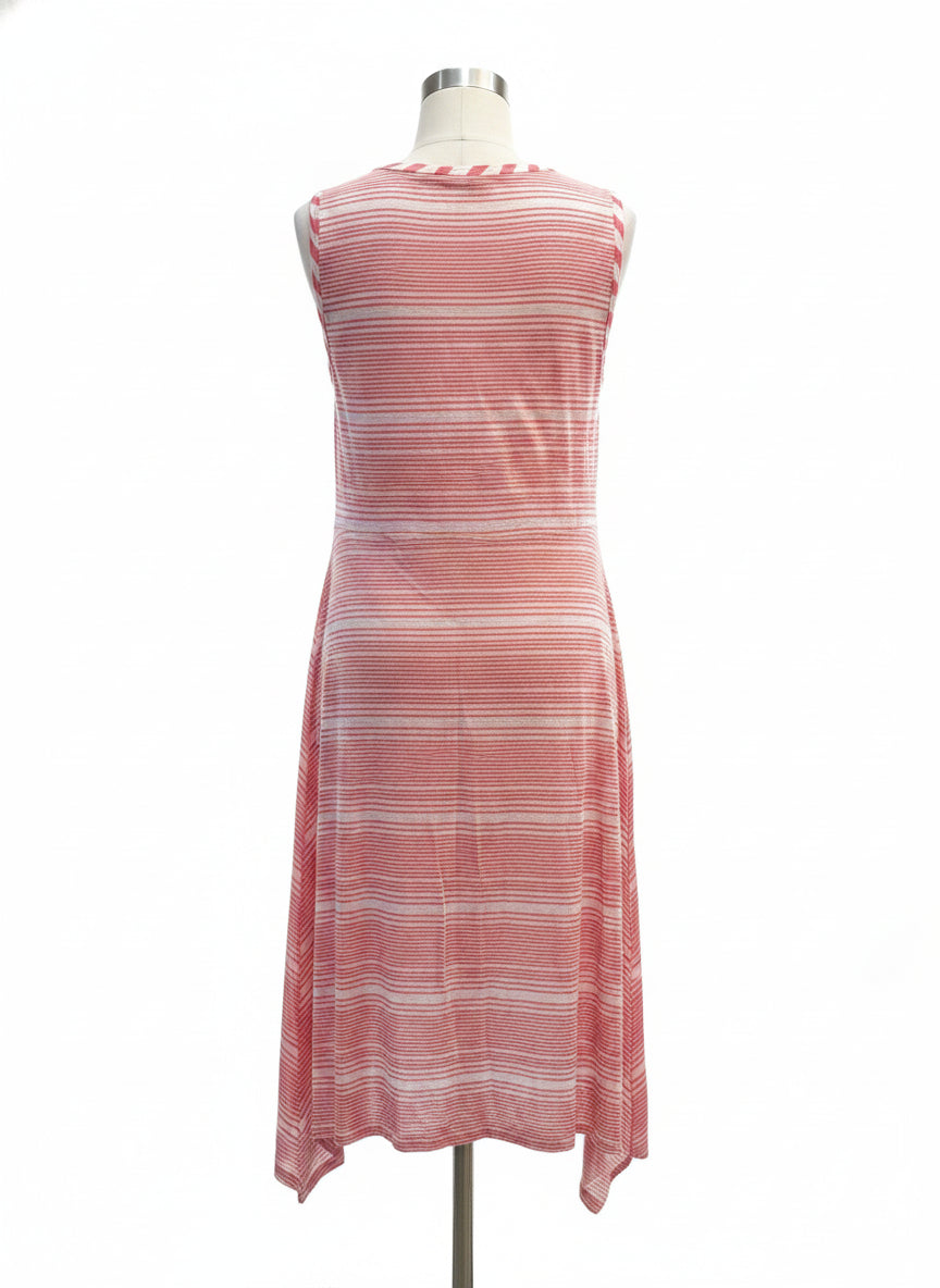 Sundance · Calpurnia Striped Sleeveless Dress W/ Slip · XLarge · CoralCream