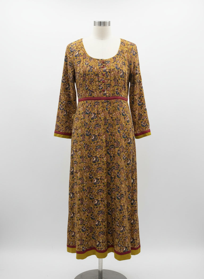 April Cornell · 3/4 Sleeve Dress · Small · GoldFloral