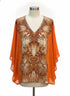 Chico's · Poncho Style, Beaded w/ seashell print · Large · OrangeBrown