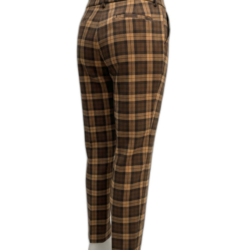 Charter Club · Ponte Pants · 12 · Tan/Brown Plaid