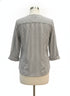 Anne Klein · 3/4 Sleeve Metallic Detail · Medium · White and Gray with Metallic Stripes