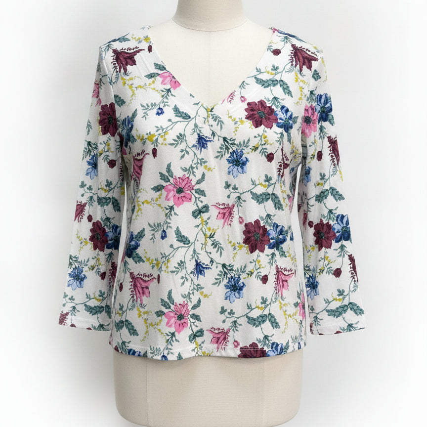 Style&Co · 3/4 Sleeve · XL P · White Floral