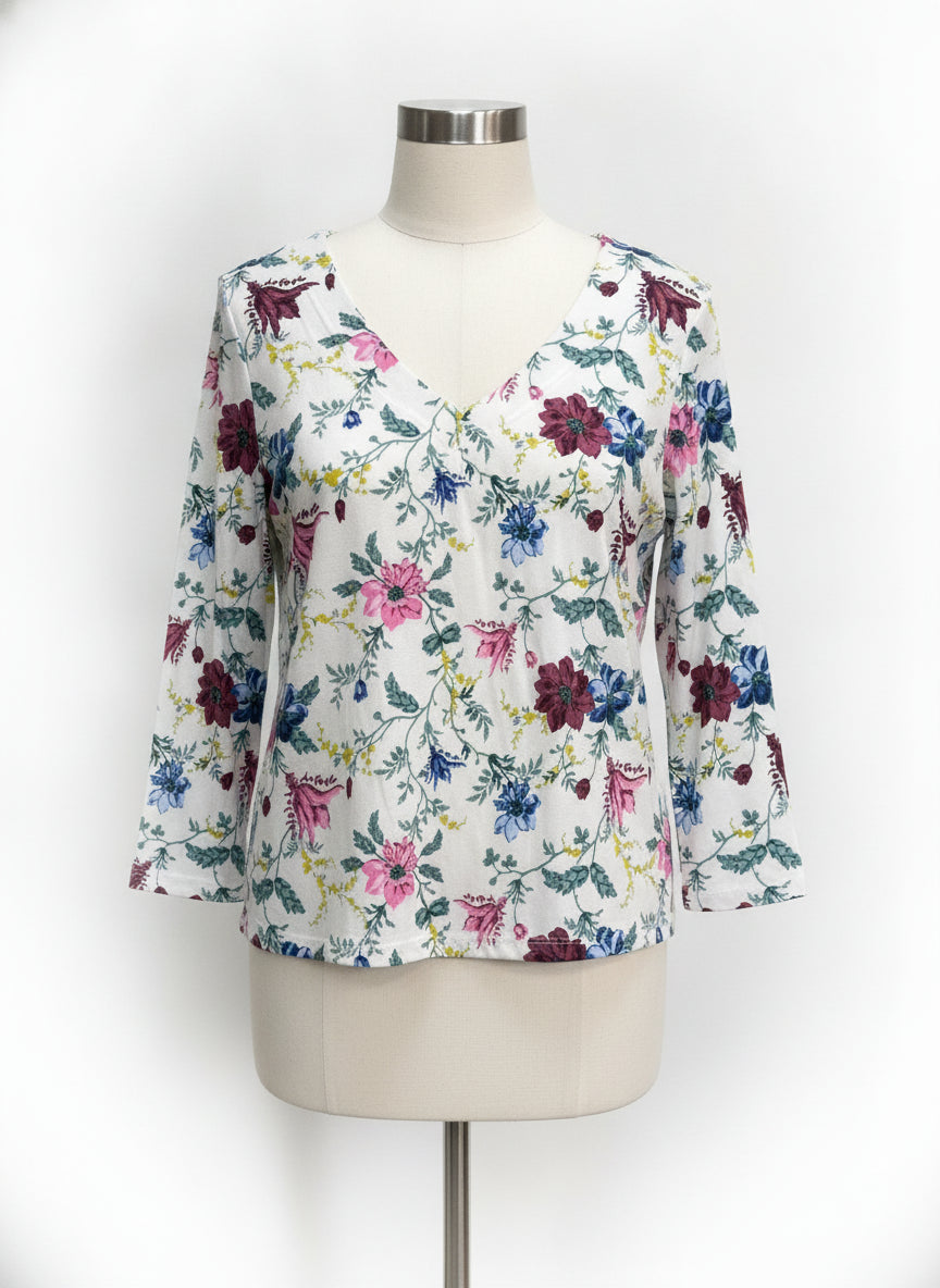 Style&Co · 3/4 Sleeve · XL P · White Floral