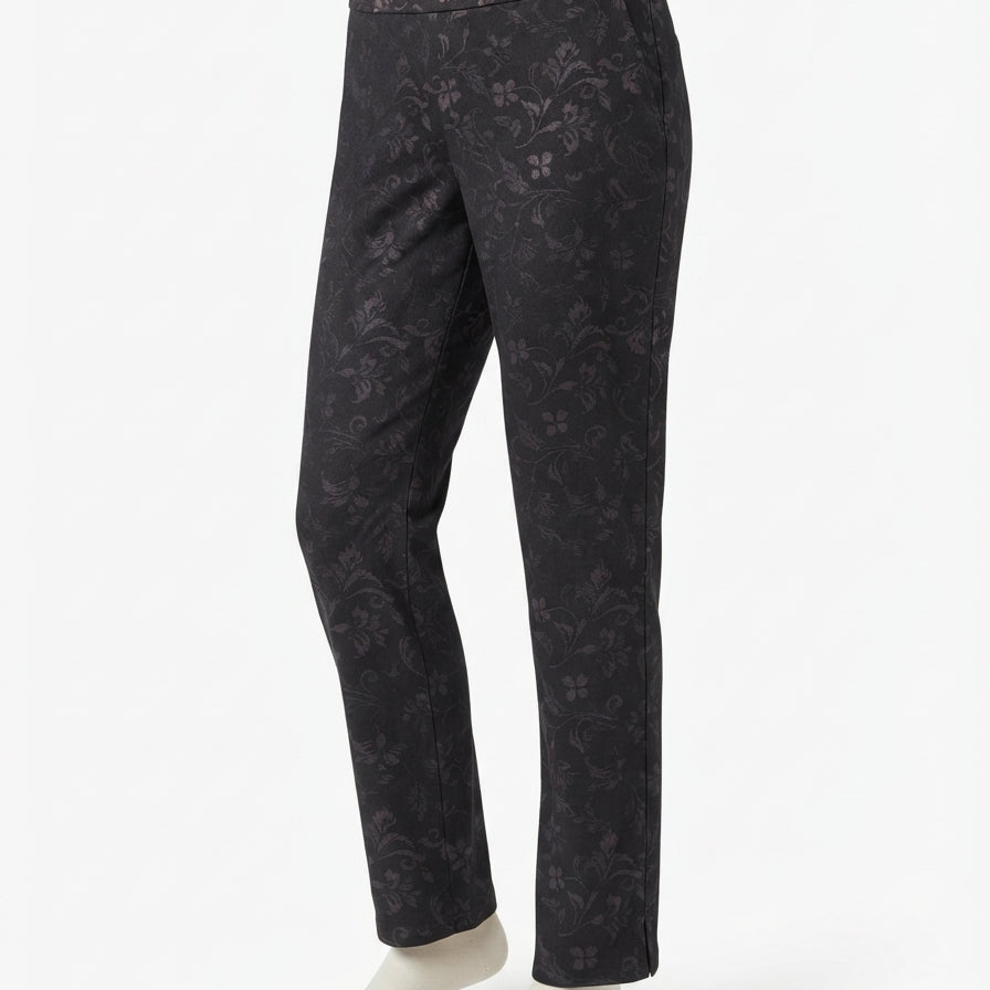 SoftSurroundings · Comfort Waist Pants · Medium · Black Floral
