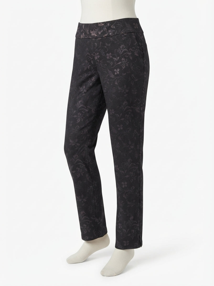 SoftSurroundings · Comfort Waist Pants · Medium · Black Floral