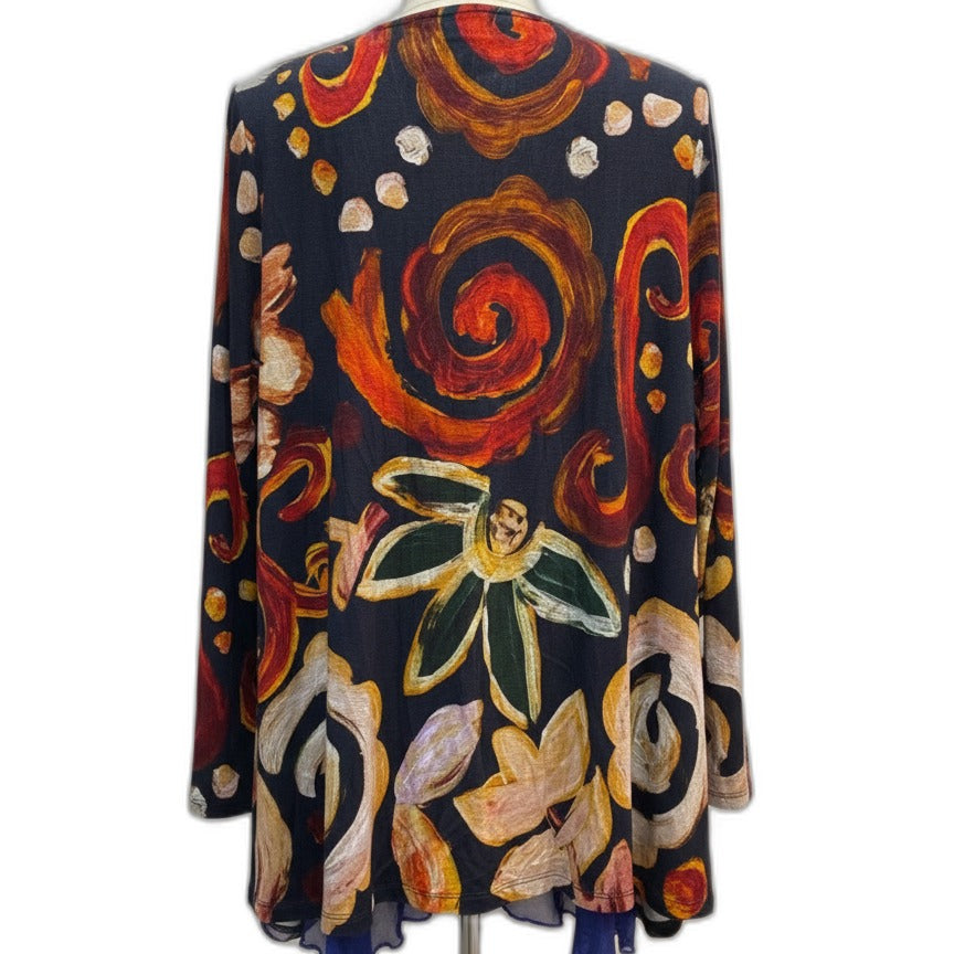 SoftSurroundings · Open Drape Cardigan · Medium · Black Rust