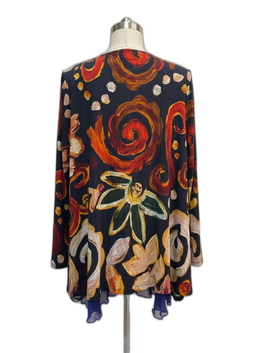 SoftSurroundings · Open Drape Cardigan · Medium · Black Rust