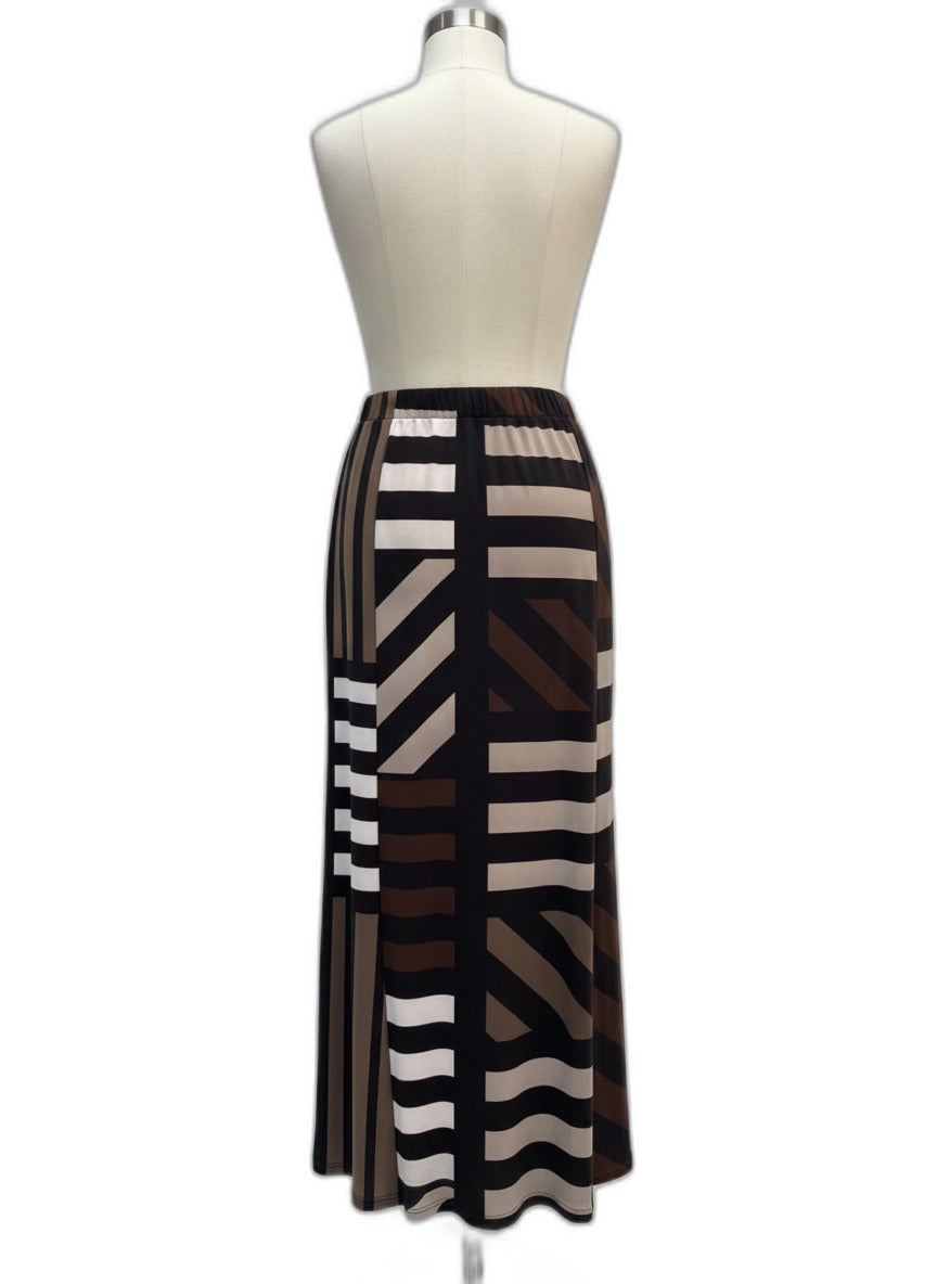 Susan Graver · Maxi High Slit · Large · BrownBlack